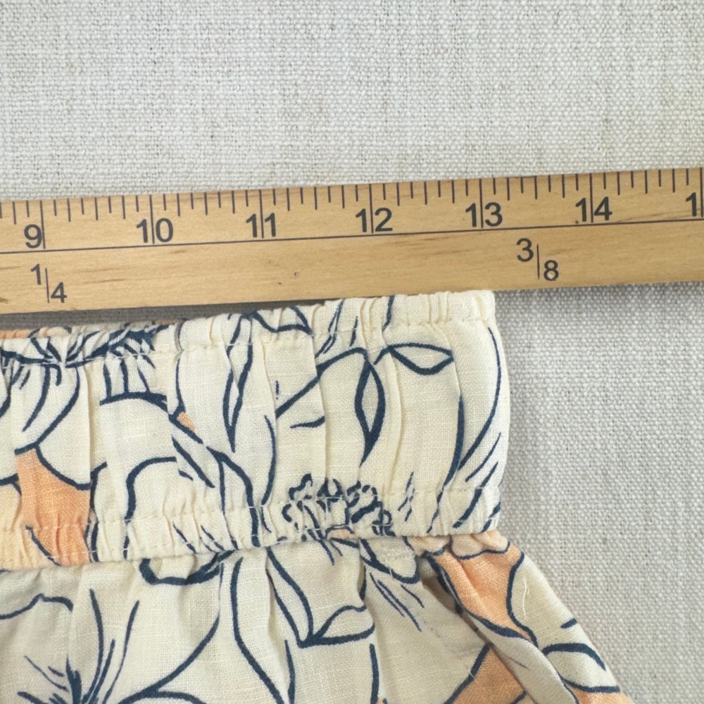 Rachel Zoe 100% Linen Wide Leg Pants Womens Small Peach Floral Pull On Pockets - Picture 11 of 14
